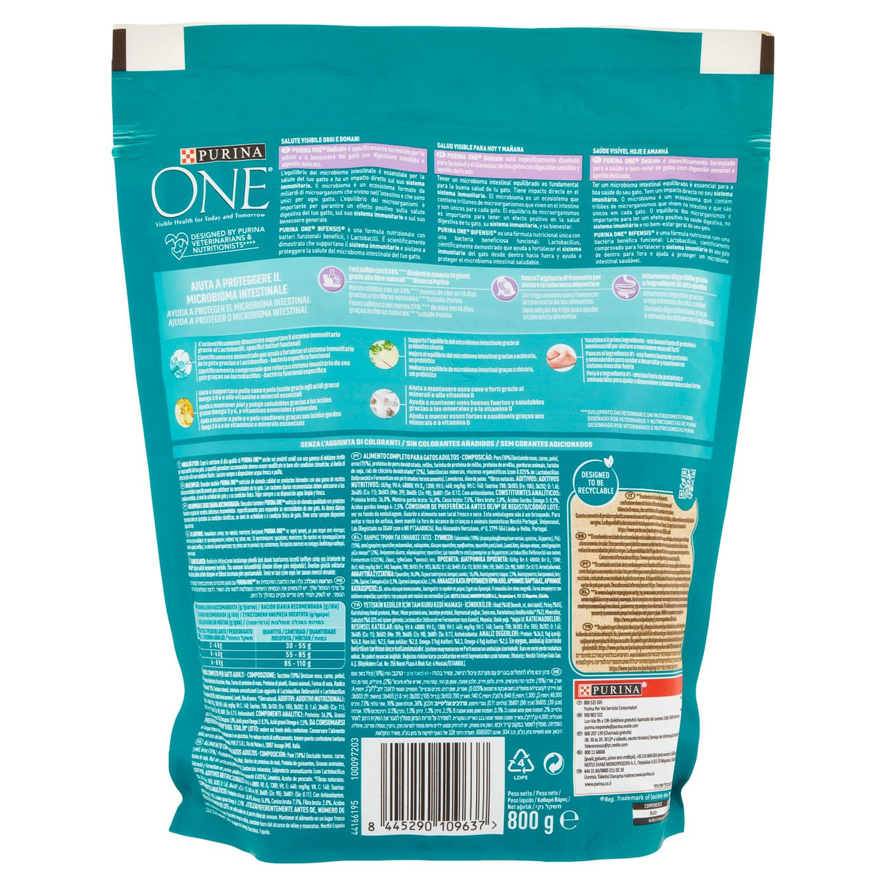 PURINA ONE Delicate Ricco in Tacchino 800 g