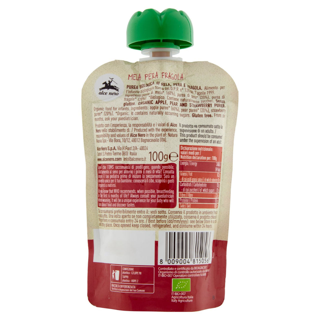 alce nero Mela Pera Fragola 100 g