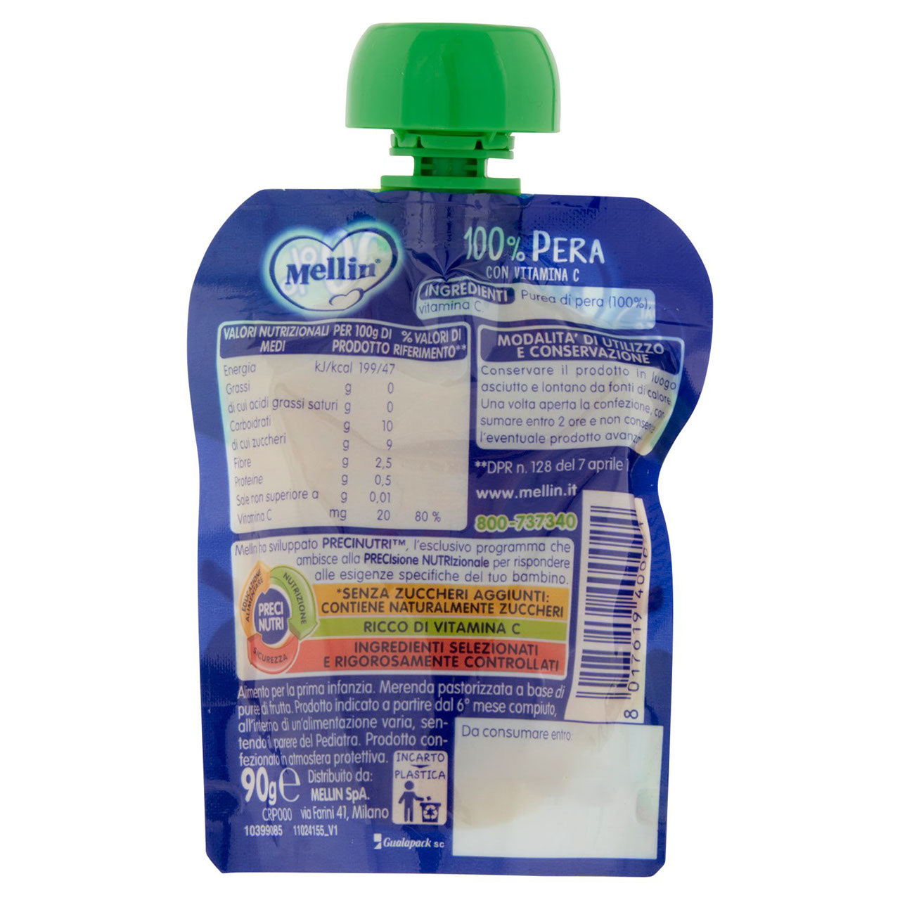 Mellin 100% Pera con Vitamina C 90 g