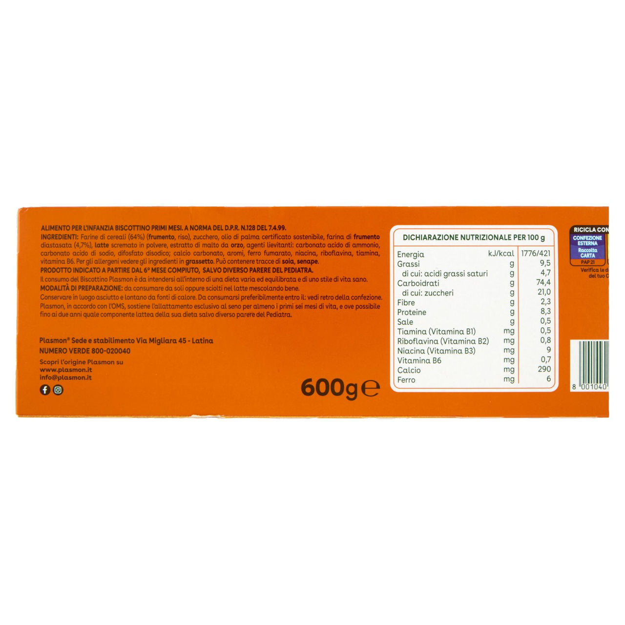 Plasmon il Biscottino Primi mesi 600 g