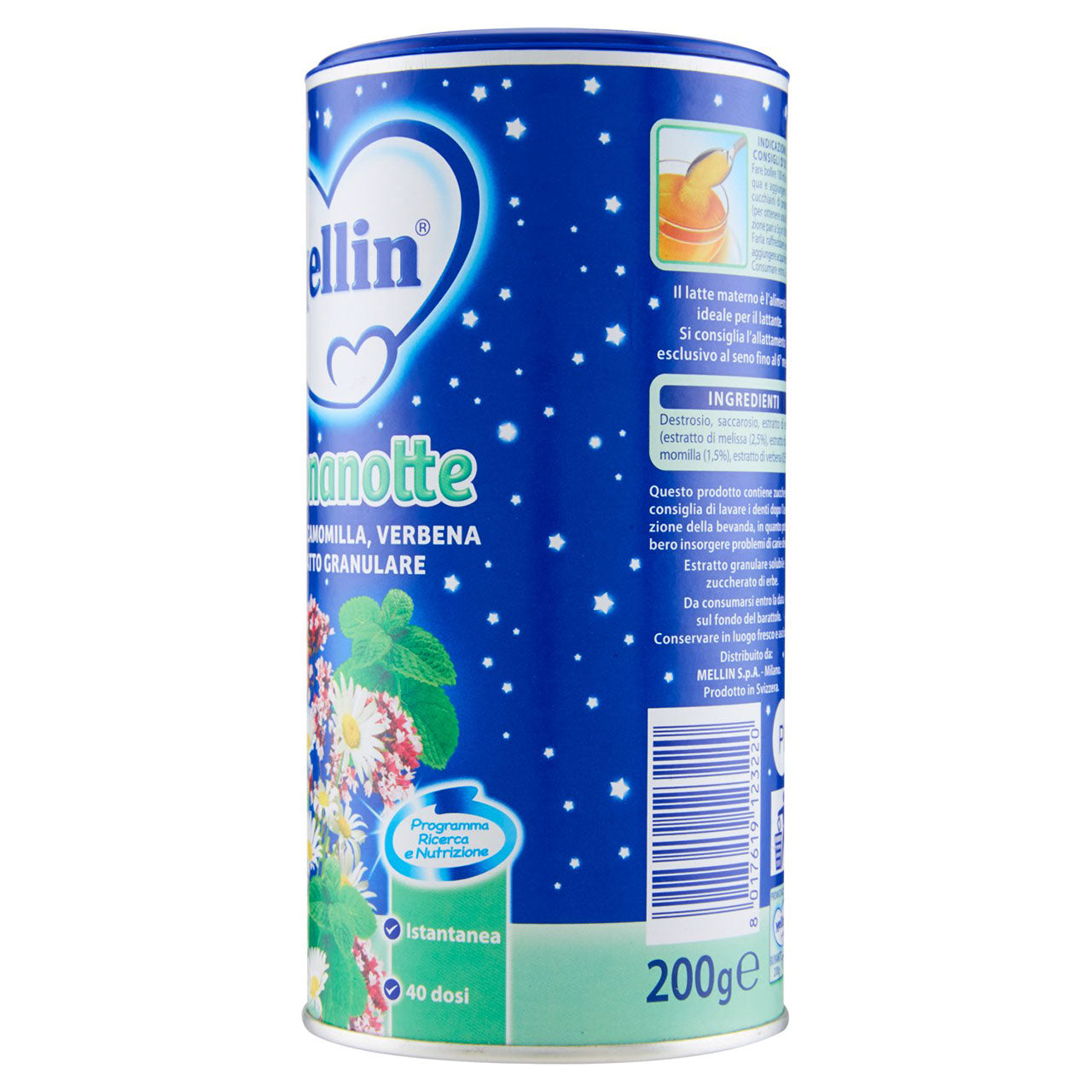 Mellin Buonanotte melissa, camomilla, verbena estratto granulare 200 g