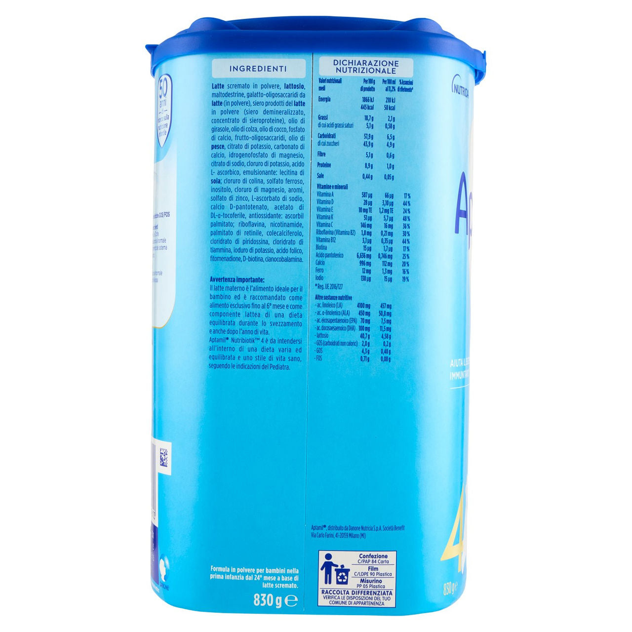 APTAMIL 4 - Latte di crescita dai 24 mesi, Polvere, Supporta il Sistema Immunit con le Vit C&D, 830g