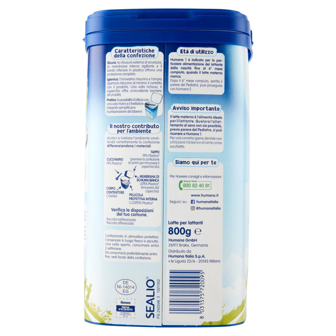 Humana 1 Latte per lattanti 800 g