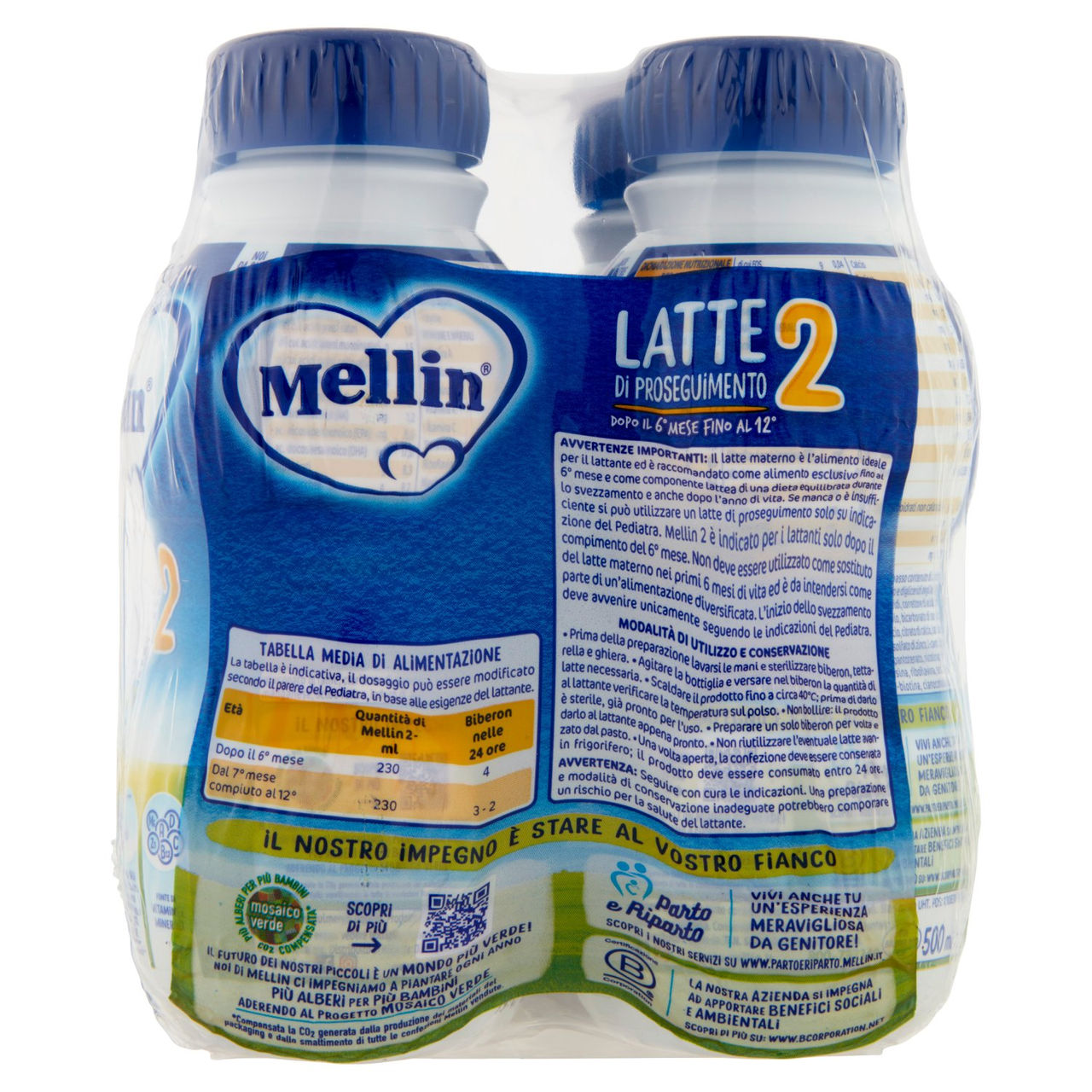 MELLIN 2 - Latte di Proseguimento Liquido per Lattanti dal 6° al 12° mese 4x500ml