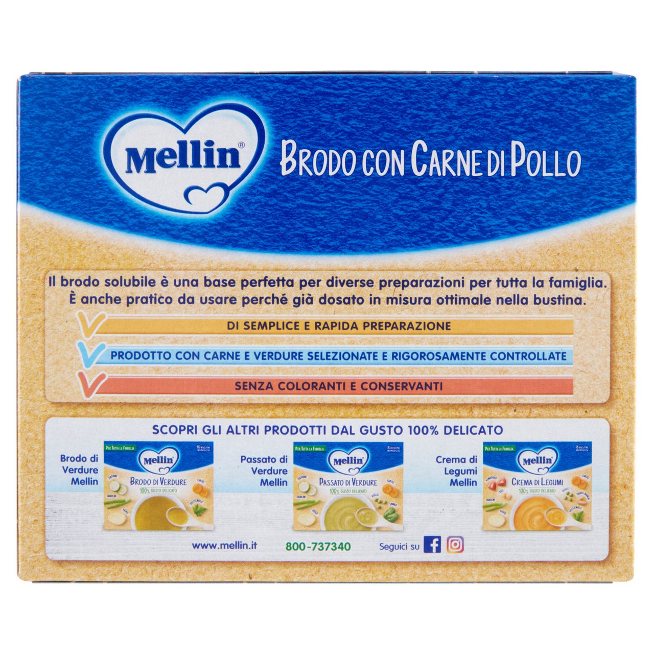 MELLIN Brodo di Pollo (10 bustine monodose da 5g) 50 g