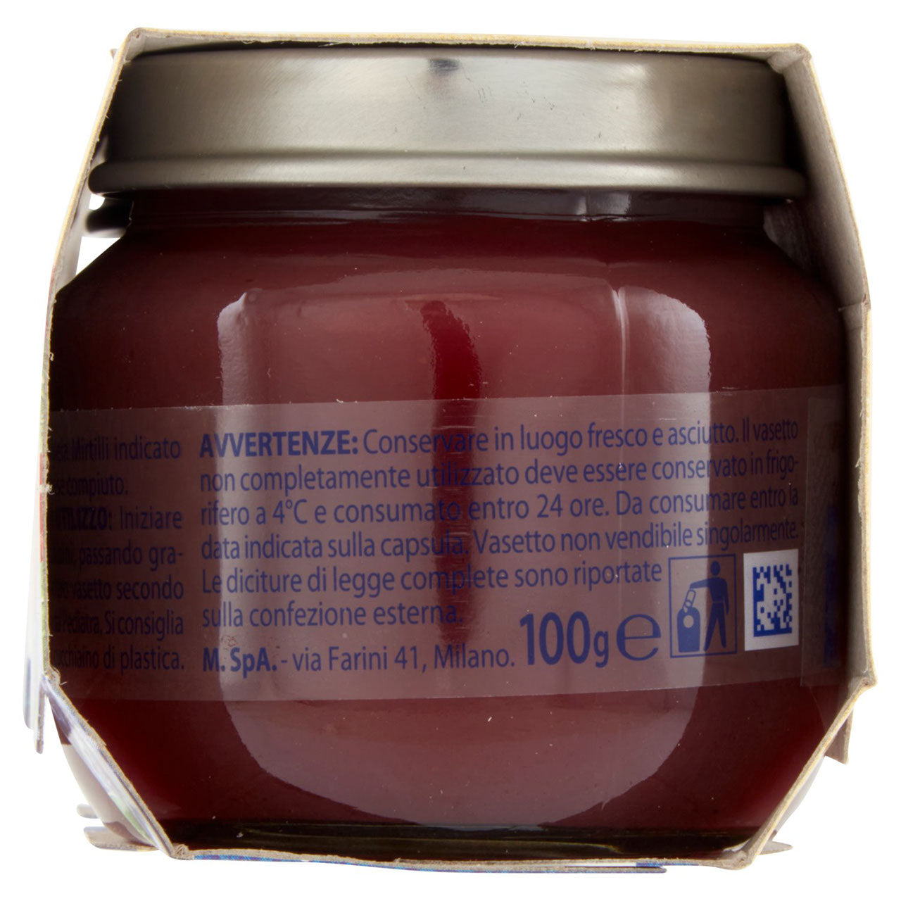 Mellin Mela Mirtilli 100% Naturale Omogeneizzato 2 x 100 g