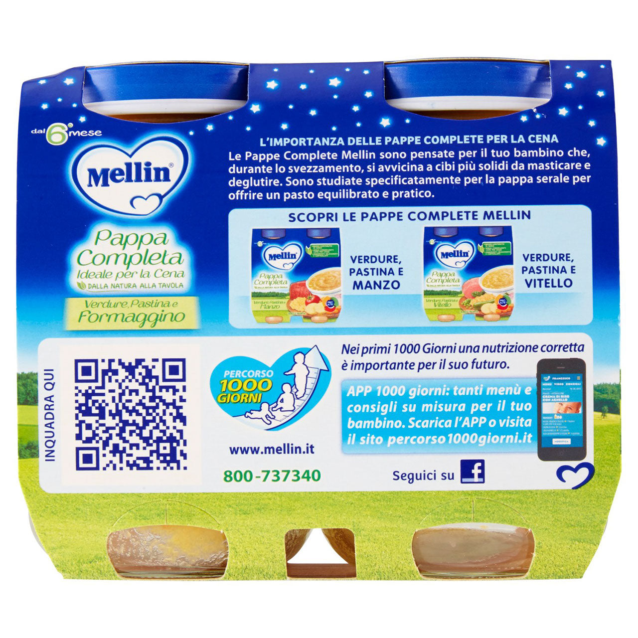 Mellin Pappa Completa Verdure, Pastina e Formaggino 2 x 200 g