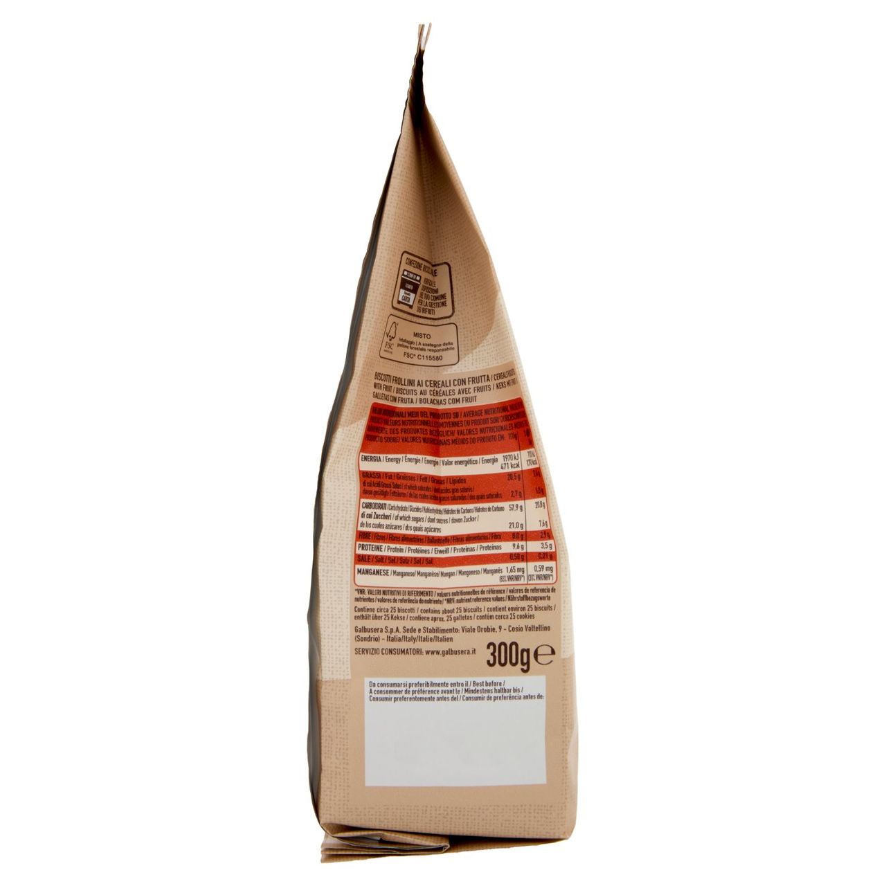 Galbusera Cereali G Granola e Frolla con Albicocca, Arance e Mandorle 300 g
