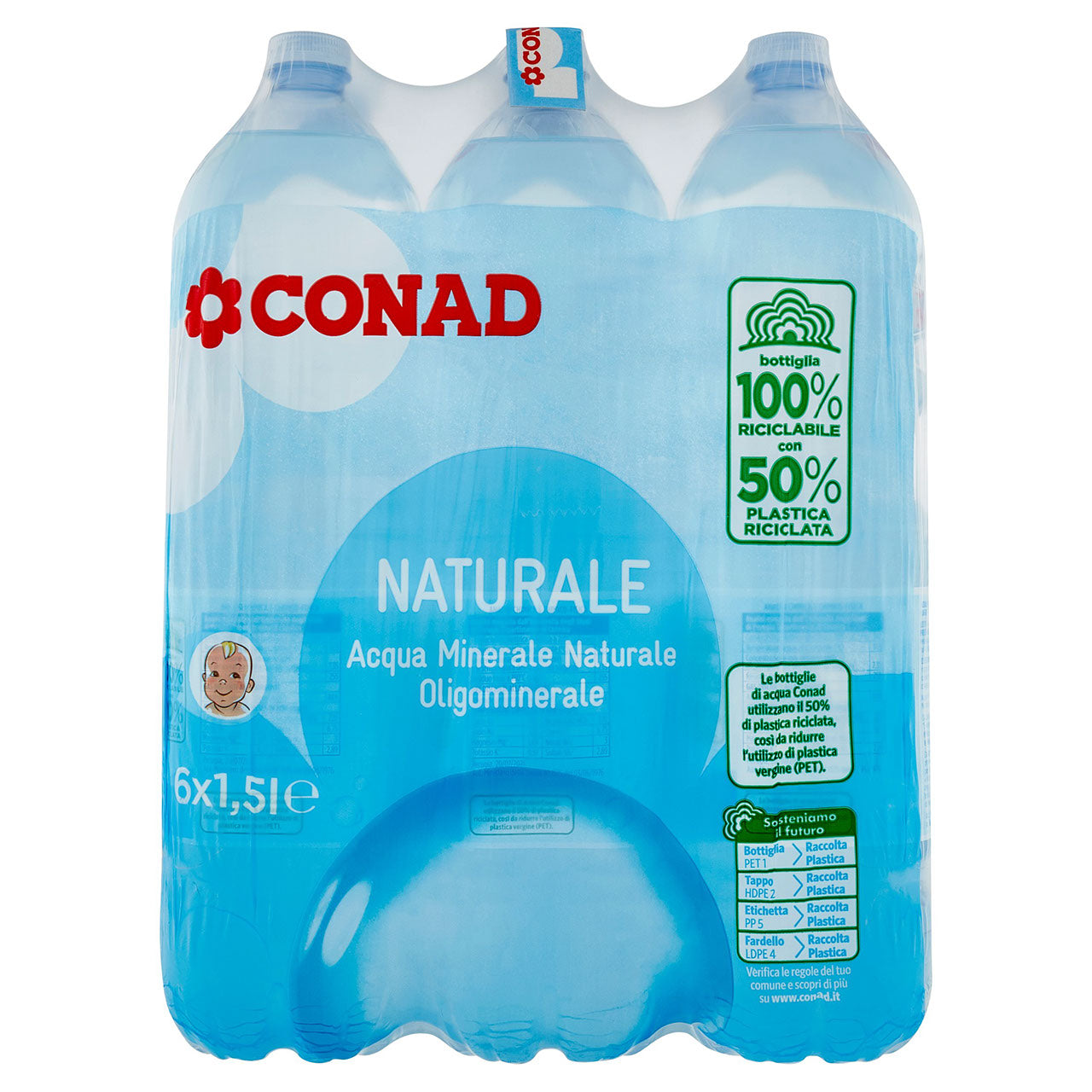 conad aqua naturale 1.5L x 6