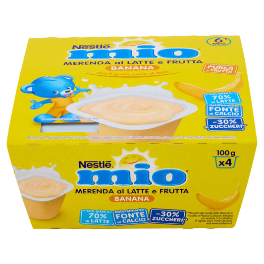 NESTLÉ MIO Merenda al Latte e Frutta Banana 4 vasetti da 100g