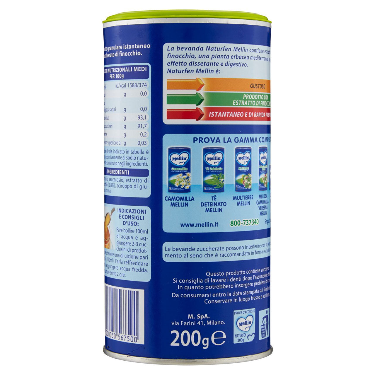 Mellin Naturfen finocchio estratto granulare zuccherato 200 g