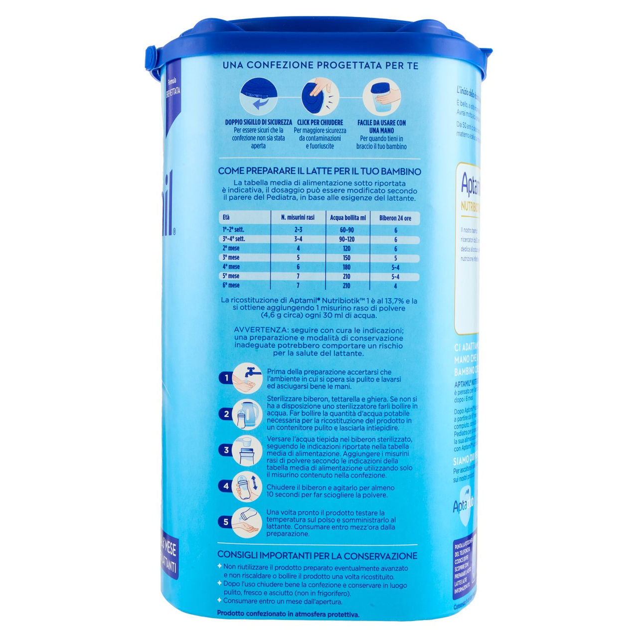APTAMIL Nutribiotik 1 - Latte per Lattanti in Polvere, dalla nascita al 6° mese, 830g