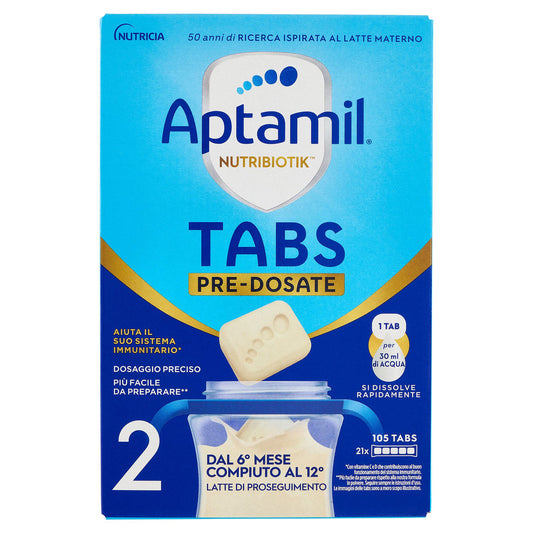 APTAMIL Nutribiotik Tabs 2,Latte di proseguimento in Tabs, dal 6° mese compiuto al 12°, 21 bustine
