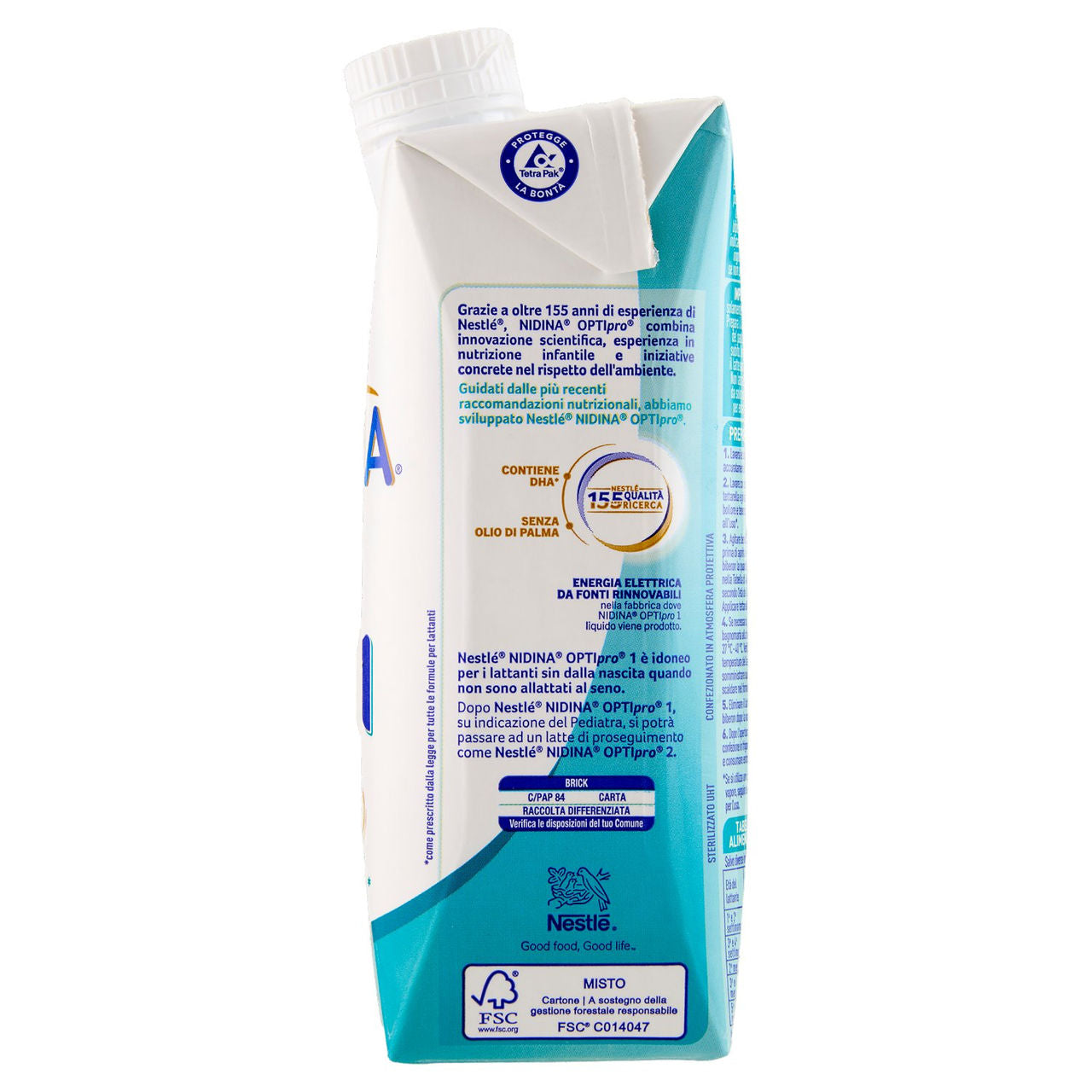 NESTLÉ NIDINA Optipro 1 Latte per lattanti liquido dalla nascita Brick 500ml