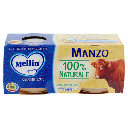 Mellin Manzo 100% Naturale Omogeneizzato 2 x 80 g