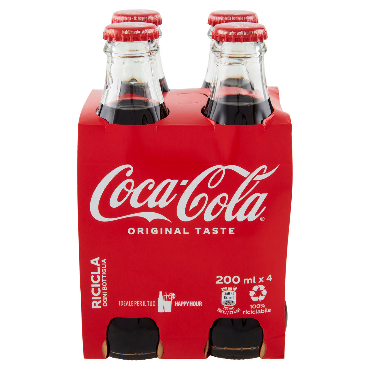 COCA-COLA Original Taste Vetro 4 x 200 ml
