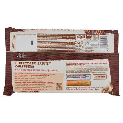 Galbusera GranSaraceno Ricchi di Fibre Integrale con Grano Saraceno e Gocce di Cioccolato 6 x 43,3 g