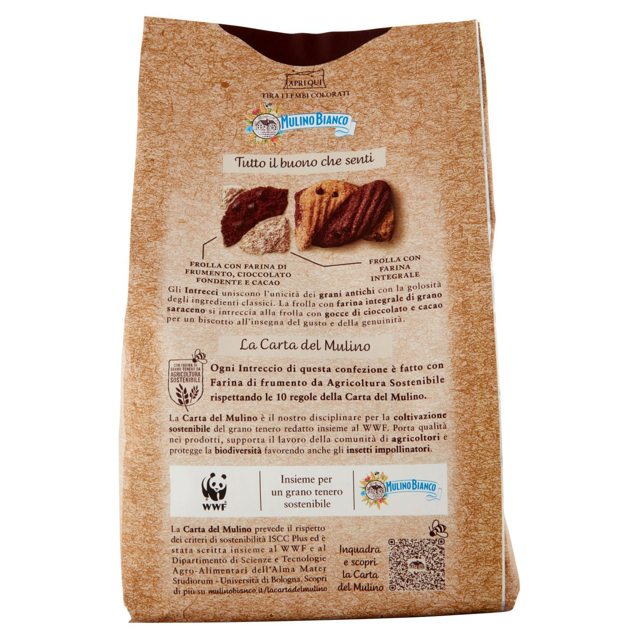 Mulino Bianco Intrecci Biscotti Integrali con Frolla al Cacao e Gocce Cioccolato 300g